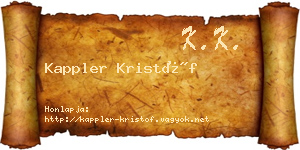 Kappler Kristóf névjegykártya